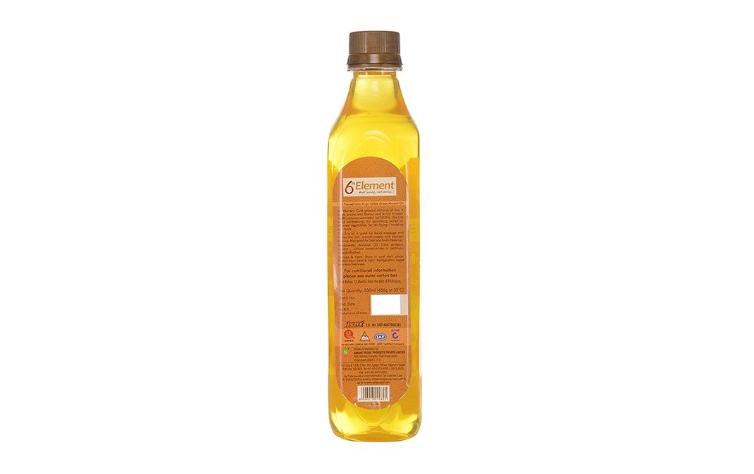 6th Element Cold Pressed Almond Oil (Unrefined)   Plastic Bottle  500 millilitre